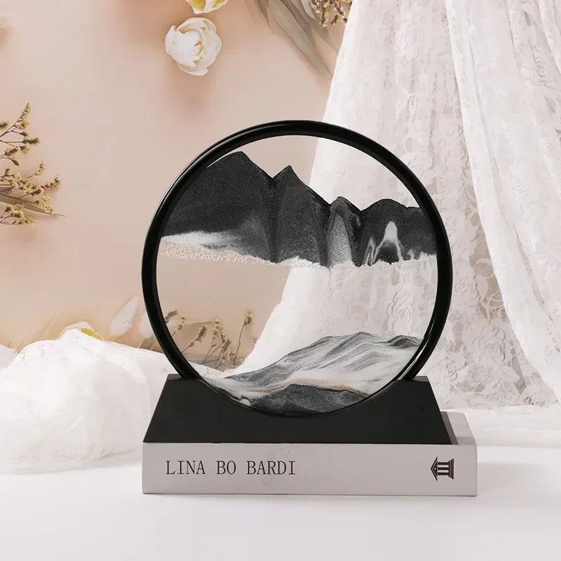 Sandscape Moving Sand Art Frame – 3D Dynamic Liquid Hourglass | Kinetic Flowing Sand Desktop Decor Gift