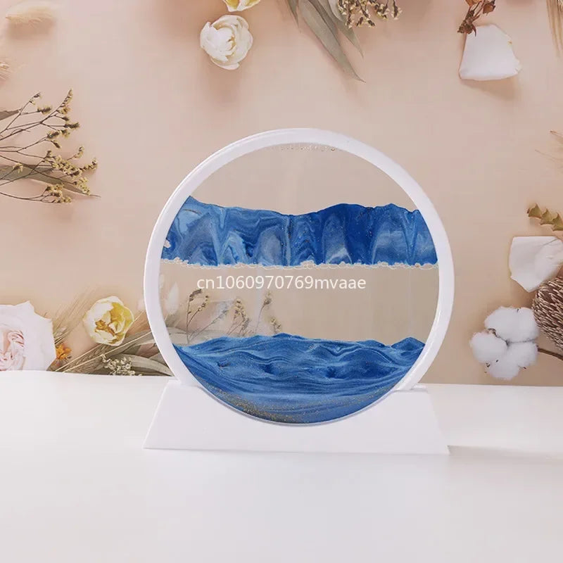 Sandscape Moving Sand Art Frame – 3D Dynamic Liquid Hourglass | Kinetic Flowing Sand Desktop Decor Gift