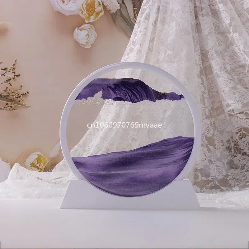 Sandscape Moving Sand Art Frame – 3D Dynamic Liquid Hourglass | Kinetic Flowing Sand Desktop Decor Gift