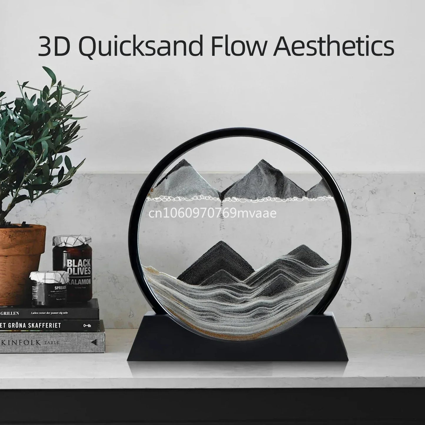 Sandscape Moving Sand Art Frame – 3D Dynamic Liquid Hourglass | Kinetic Flowing Sand Desktop Decor Gift