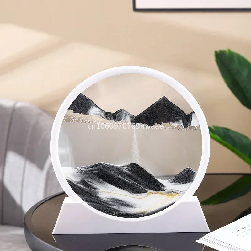 Sandscape Moving Sand Art Frame – 3D Dynamic Liquid Hourglass | Kinetic Flowing Sand Desktop Decor Gift