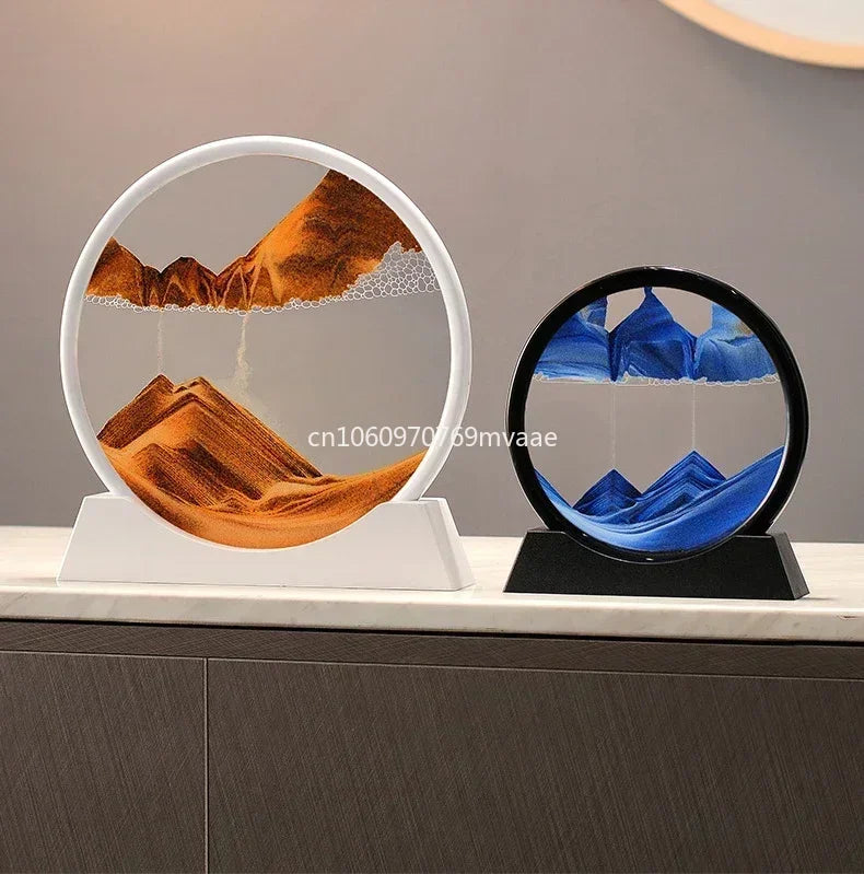 Sandscape Moving Sand Art Frame – 3D Dynamic Liquid Hourglass | Kinetic Flowing Sand Desktop Decor Gift
