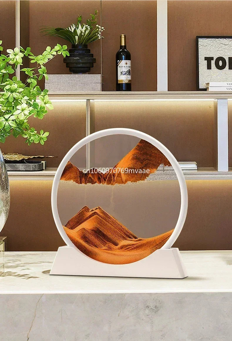 Sandscape Moving Sand Art Frame – 3D Dynamic Liquid Hourglass | Kinetic Flowing Sand Desktop Decor Gift