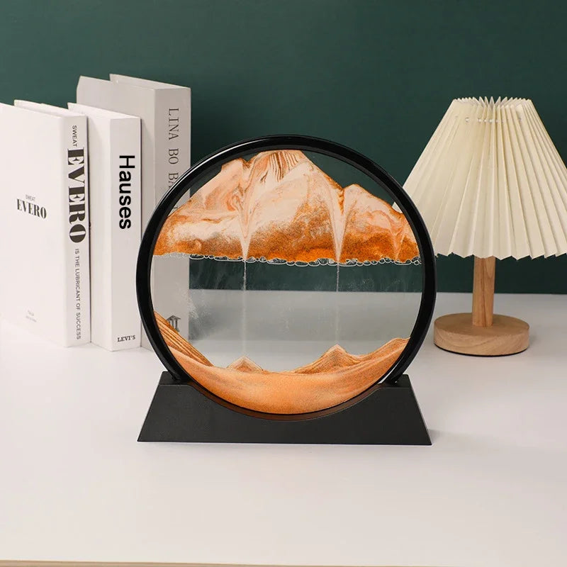Sandscape Moving Sand Art Frame – 3D Dynamic Liquid Hourglass | Kinetic Flowing Sand Desktop Decor Gift
