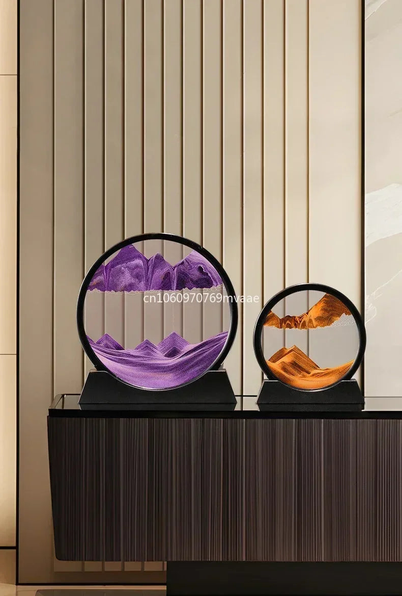 Sandscape Moving Sand Art Frame – 3D Dynamic Liquid Hourglass | Kinetic Flowing Sand Desktop Decor Gift