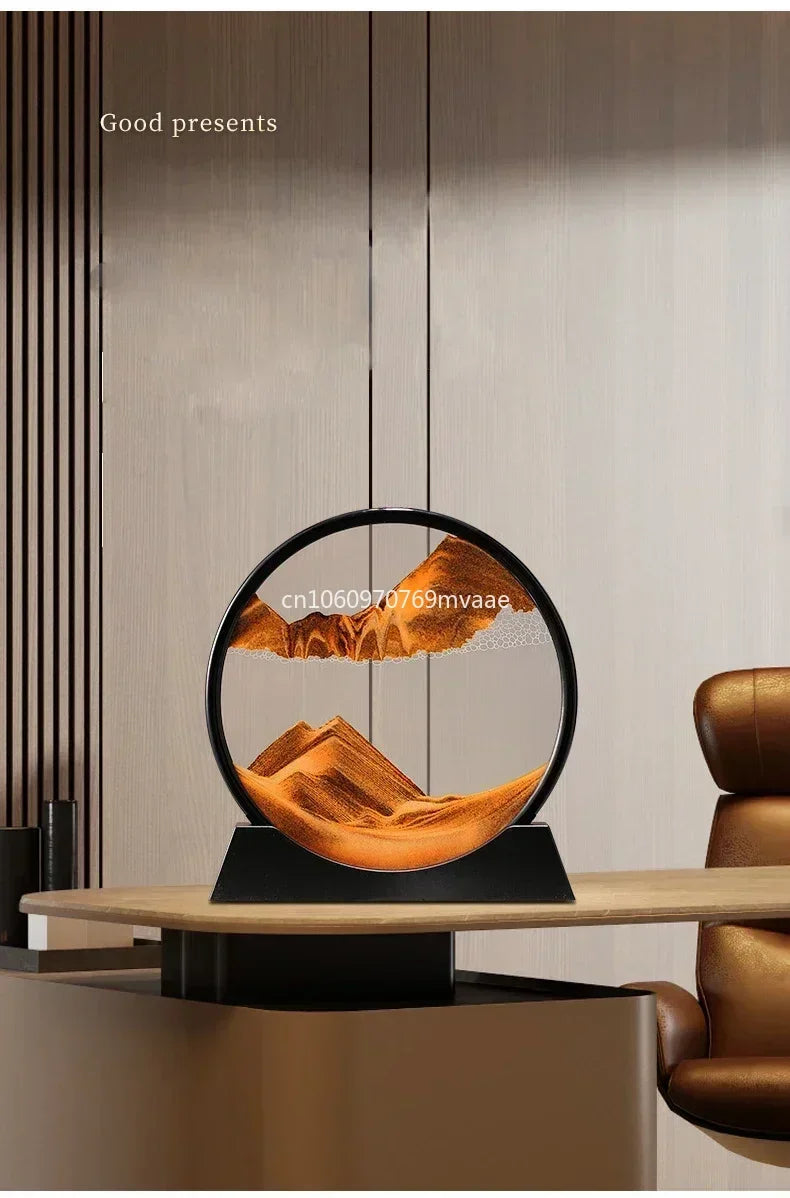 Sandscape Moving Sand Art Frame – 3D Dynamic Liquid Hourglass | Kinetic Flowing Sand Desktop Decor Gift