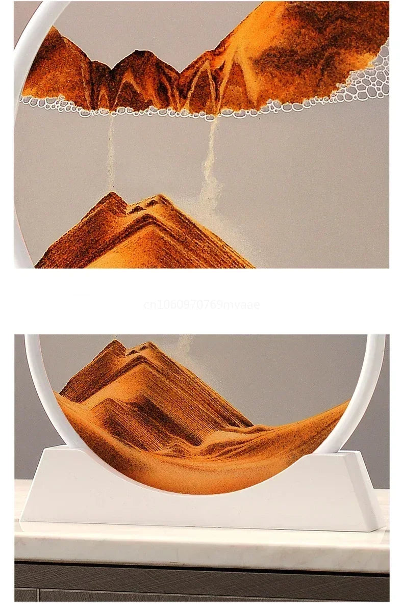Sandscape Moving Sand Art Frame – 3D Dynamic Liquid Hourglass | Kinetic Flowing Sand Desktop Decor Gift
