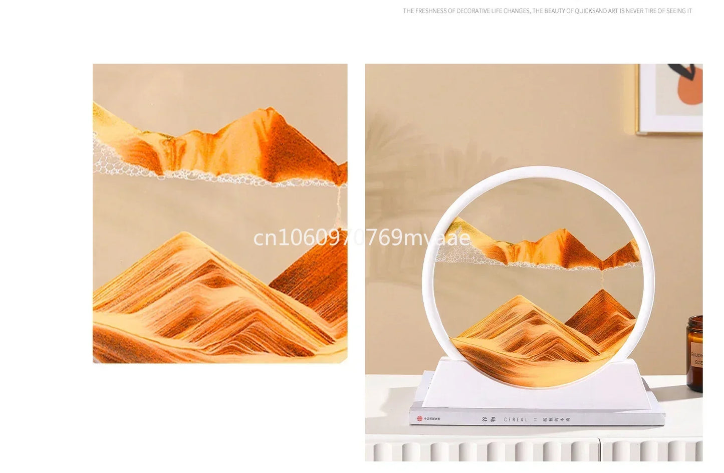 Sandscape Moving Sand Art Frame – 3D Dynamic Liquid Hourglass | Kinetic Flowing Sand Desktop Decor Gift