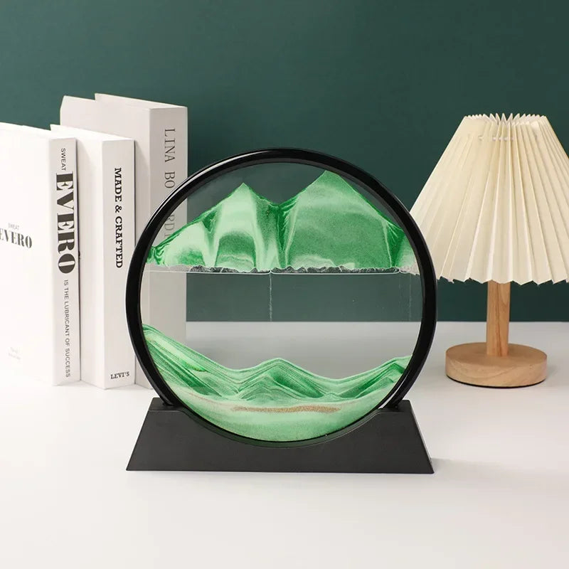 Sandscape Moving Sand Art Frame – 3D Dynamic Liquid Hourglass | Kinetic Flowing Sand Desktop Decor Gift