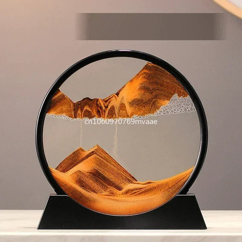 Sandscape Moving Sand Art Frame – 3D Dynamic Liquid Hourglass | Kinetic Flowing Sand Desktop Decor Gift