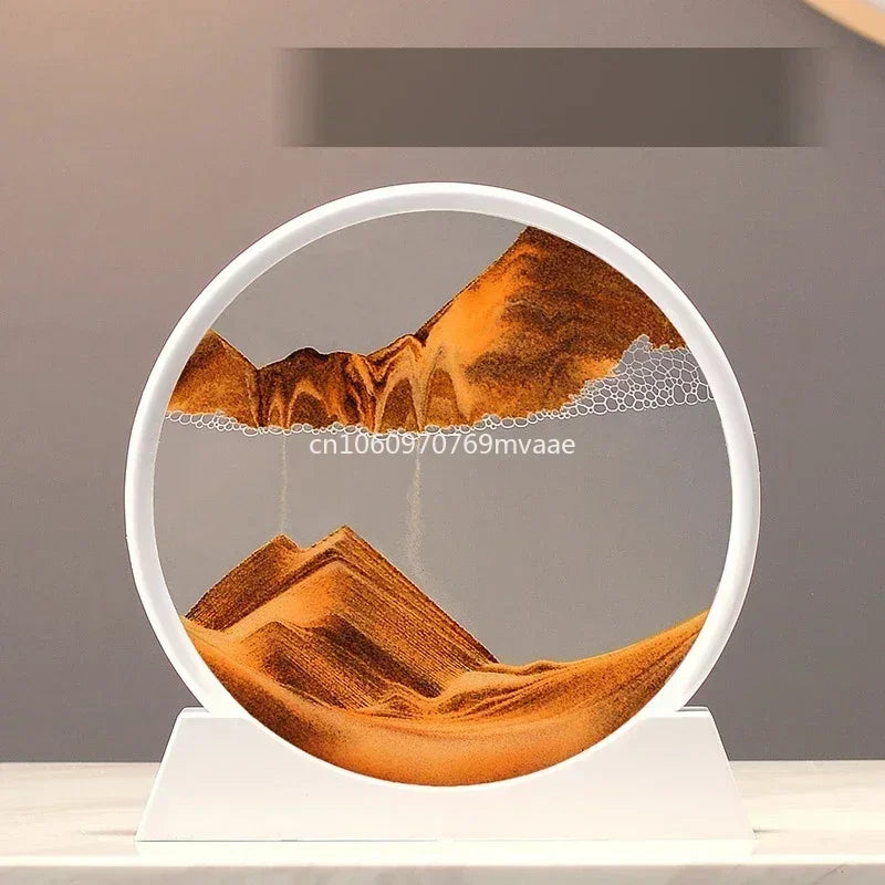 Sandscape Moving Sand Art Frame – 3D Dynamic Liquid Hourglass | Kinetic Flowing Sand Desktop Decor Gift