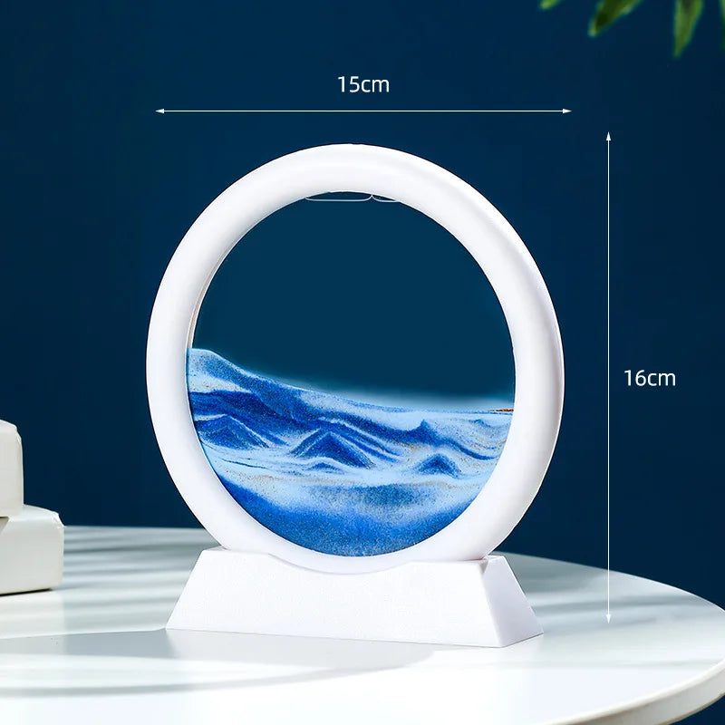 Sandscape Moving Sand Art Frame – 3D Dynamic Liquid Hourglass | Kinetic Flowing Sand Desktop Decor Gift