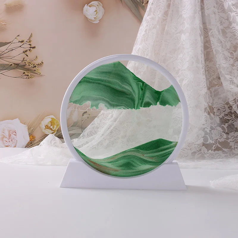 Sandscape Moving Sand Art Frame – 3D Dynamic Liquid Hourglass | Kinetic Flowing Sand Desktop Decor Gift