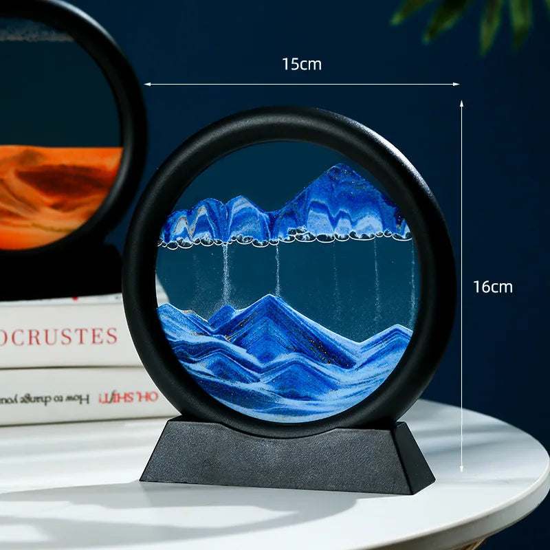 Sandscape Moving Sand Art Frame – 3D Dynamic Liquid Hourglass | Kinetic Flowing Sand Desktop Decor Gift