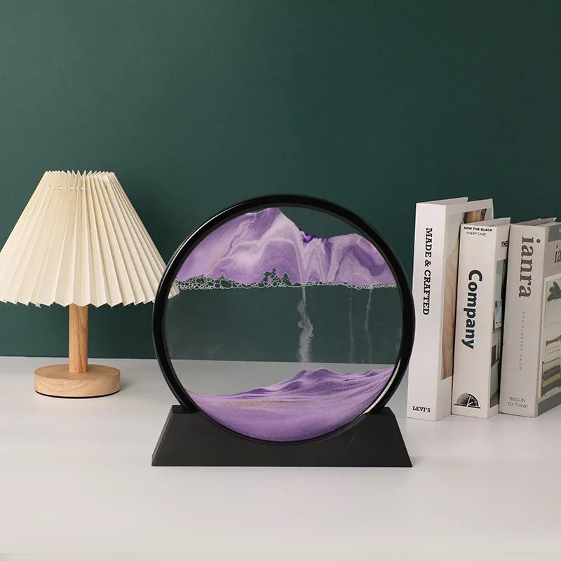 Sandscape Moving Sand Art Frame – 3D Dynamic Liquid Hourglass | Kinetic Flowing Sand Desktop Decor Gift