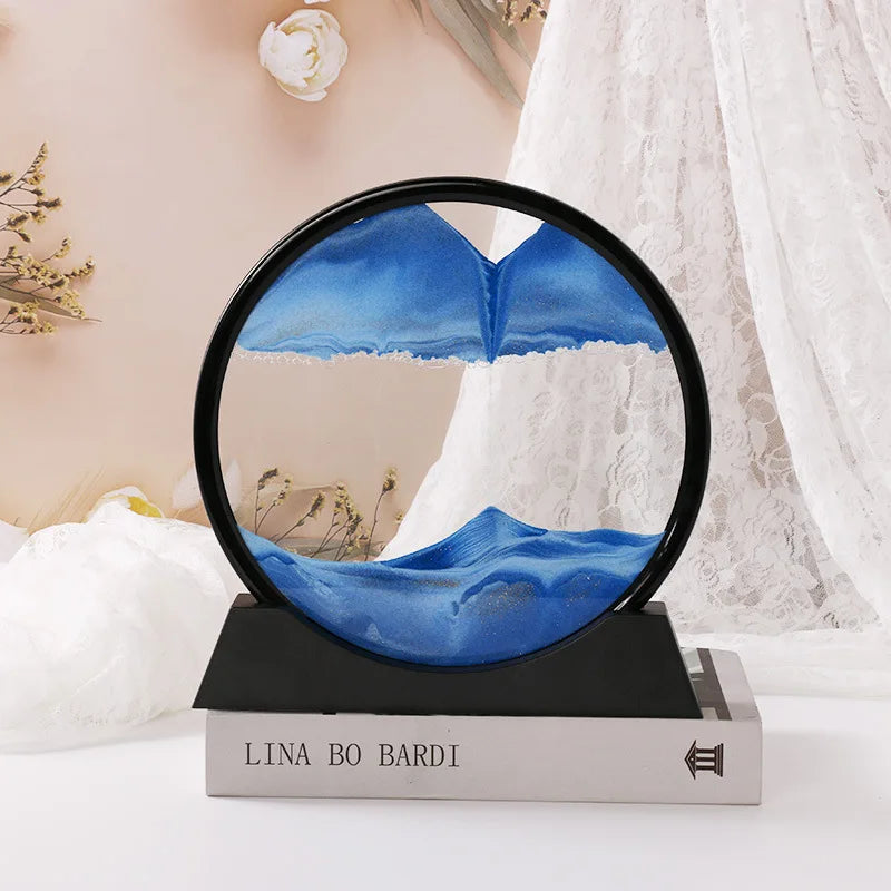 Sandscape Moving Sand Art Frame – 3D Dynamic Liquid Hourglass | Kinetic Flowing Sand Desktop Decor Gift
