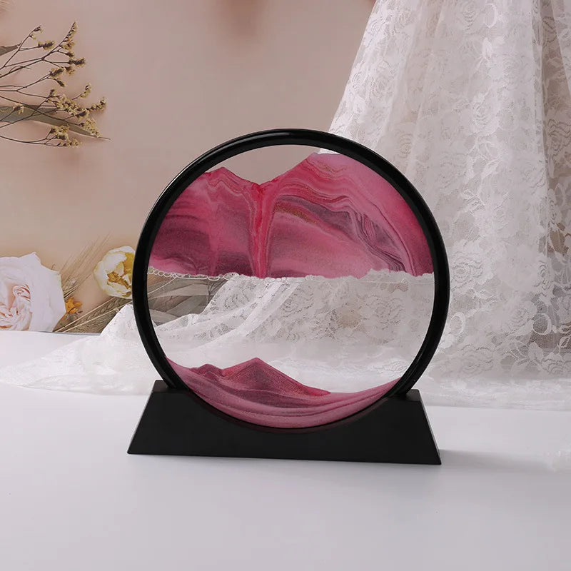 Sandscape Moving Sand Art Frame – 3D Dynamic Liquid Hourglass | Kinetic Flowing Sand Desktop Decor Gift