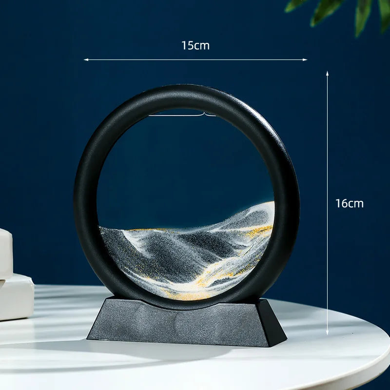 Sandscape Moving Sand Art Frame – 3D Dynamic Liquid Hourglass | Kinetic Flowing Sand Desktop Decor Gift
