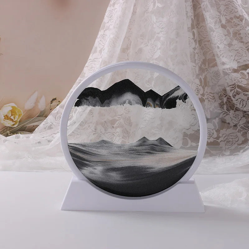 Sandscape Moving Sand Art Frame – 3D Dynamic Liquid Hourglass | Kinetic Flowing Sand Desktop Decor Gift