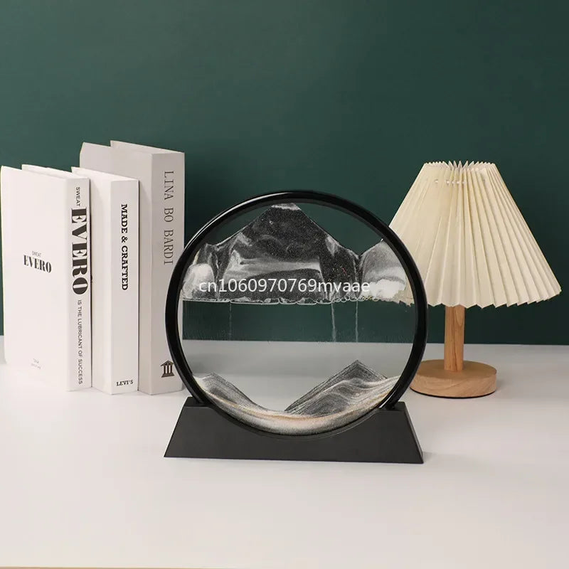 Sandscape Moving Sand Art Frame – 3D Dynamic Liquid Hourglass | Kinetic Flowing Sand Desktop Decor Gift