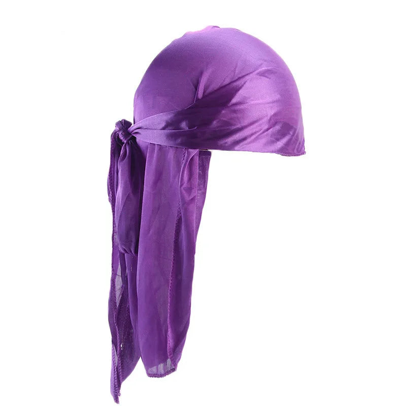 Purple headscarf on a white background