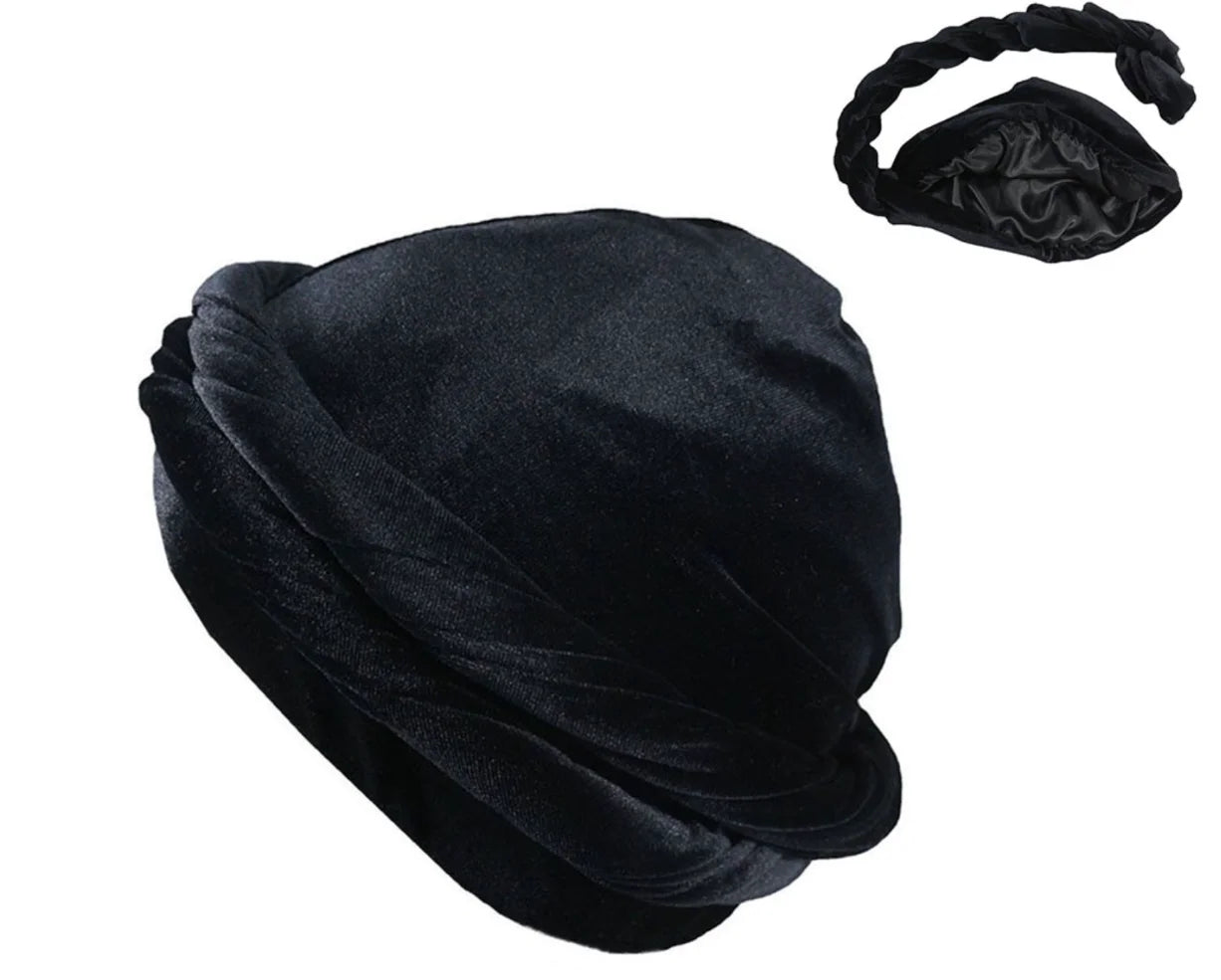 Satin Velvet Durag Turban Tail Head Wrap | OSFA