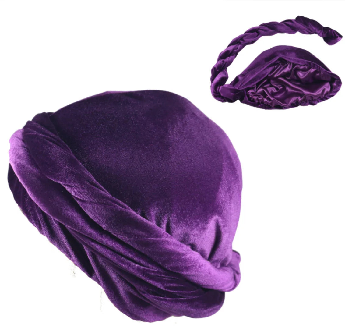 Satin Velvet Durag Turban Tail Head Wrap | OSFA