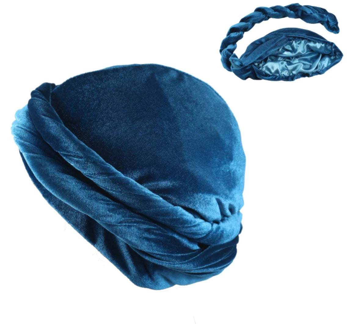 Satin Velvet Durag Turban Tail Head Wrap | OSFA