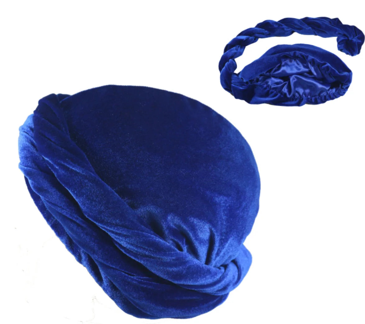 Satin Velvet Durag Turban Tail Head Wrap | OSFA