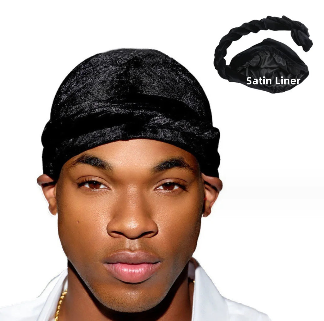 Satin Velvet Durag Turban Tail Head Wrap | OSFA
