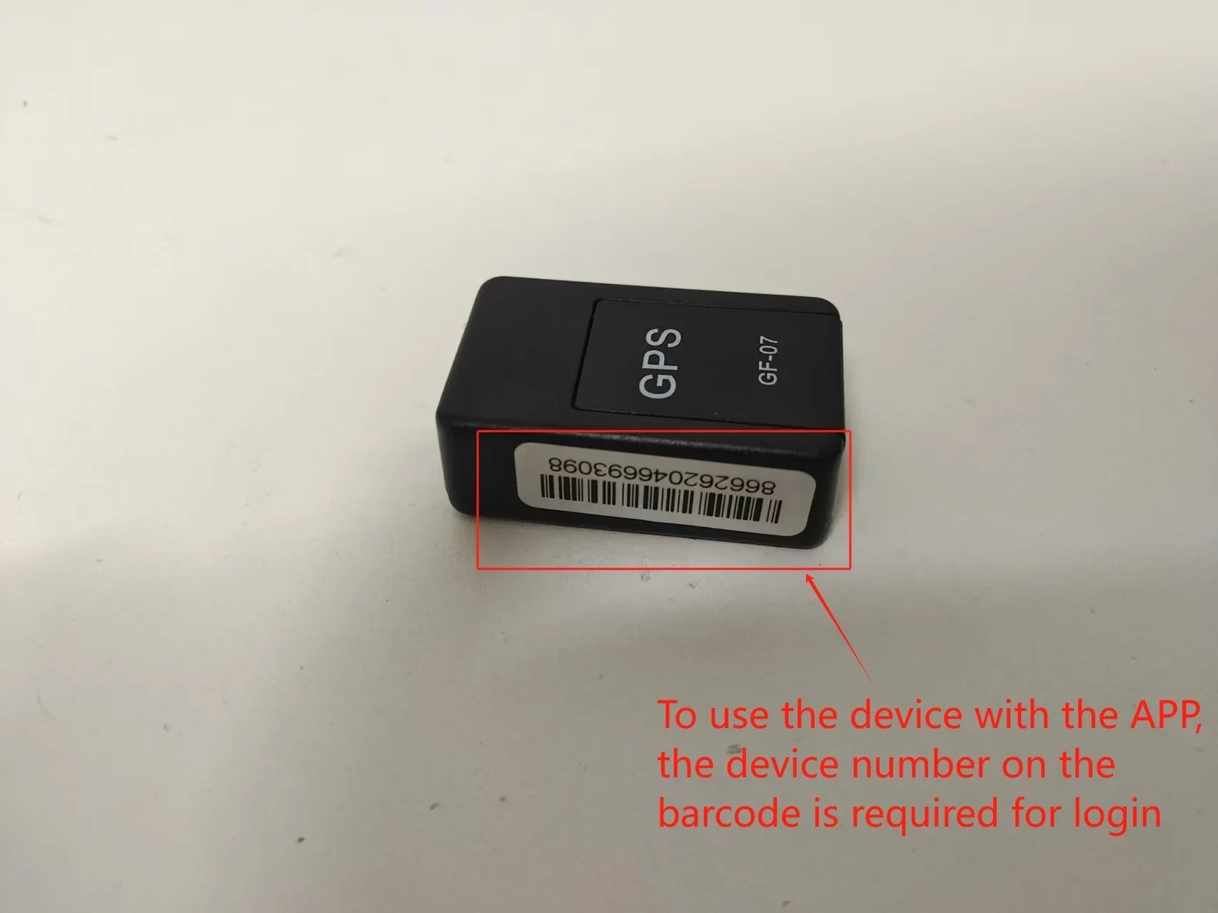 GPS device with a barcode on a white background