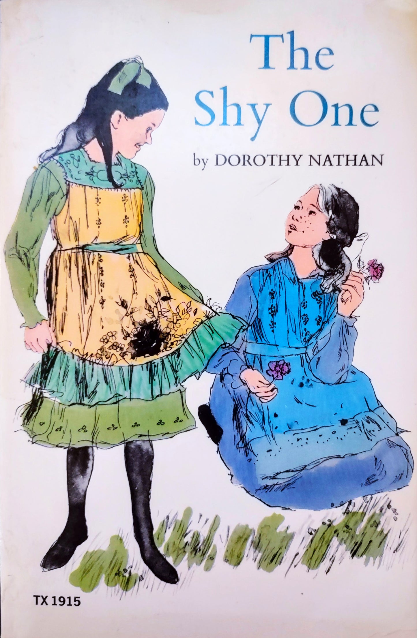 Book cover of 'The Shy One' by Dorothy Nathan featuring two illustrated girls in dresses.