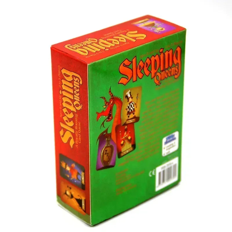 Card game box titled 'Sleeping Queens' with colorful design on a white background