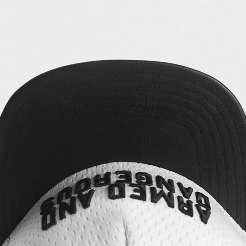 Armed & Dangerous Snapback Hat – Black & White Mesh Flat Brim Cap | Always on Top Adjustable Streetwear