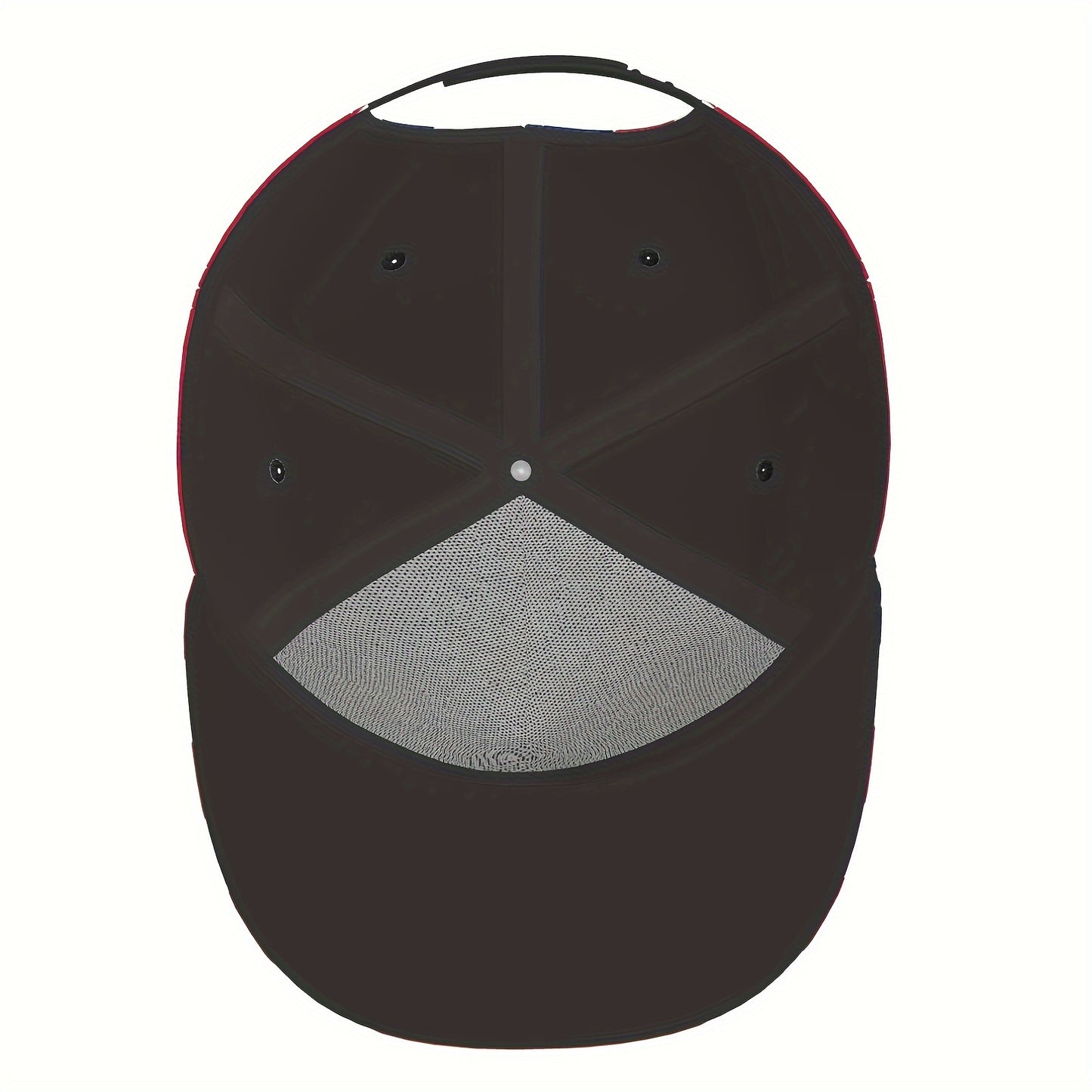 Black cap with a textured gray back on a white background