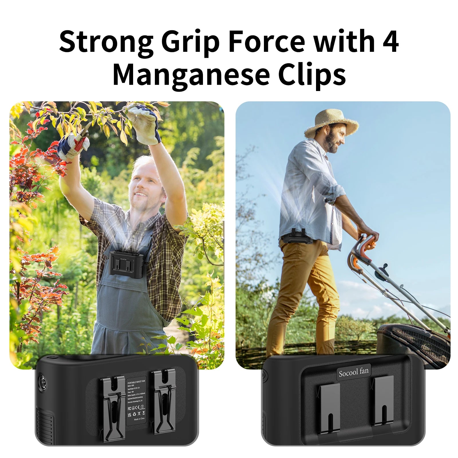 Socool 14500mAh Waist Fan with Dual Turbo Motors, LED Light & Power Bank – Portable Outdoor Cooling