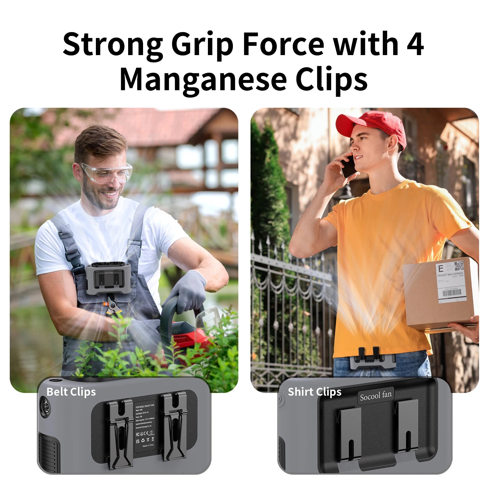 Socool 14500mAh Waist Fan with Dual Turbo Motors, LED Light & Power Bank – Portable Outdoor Cooling