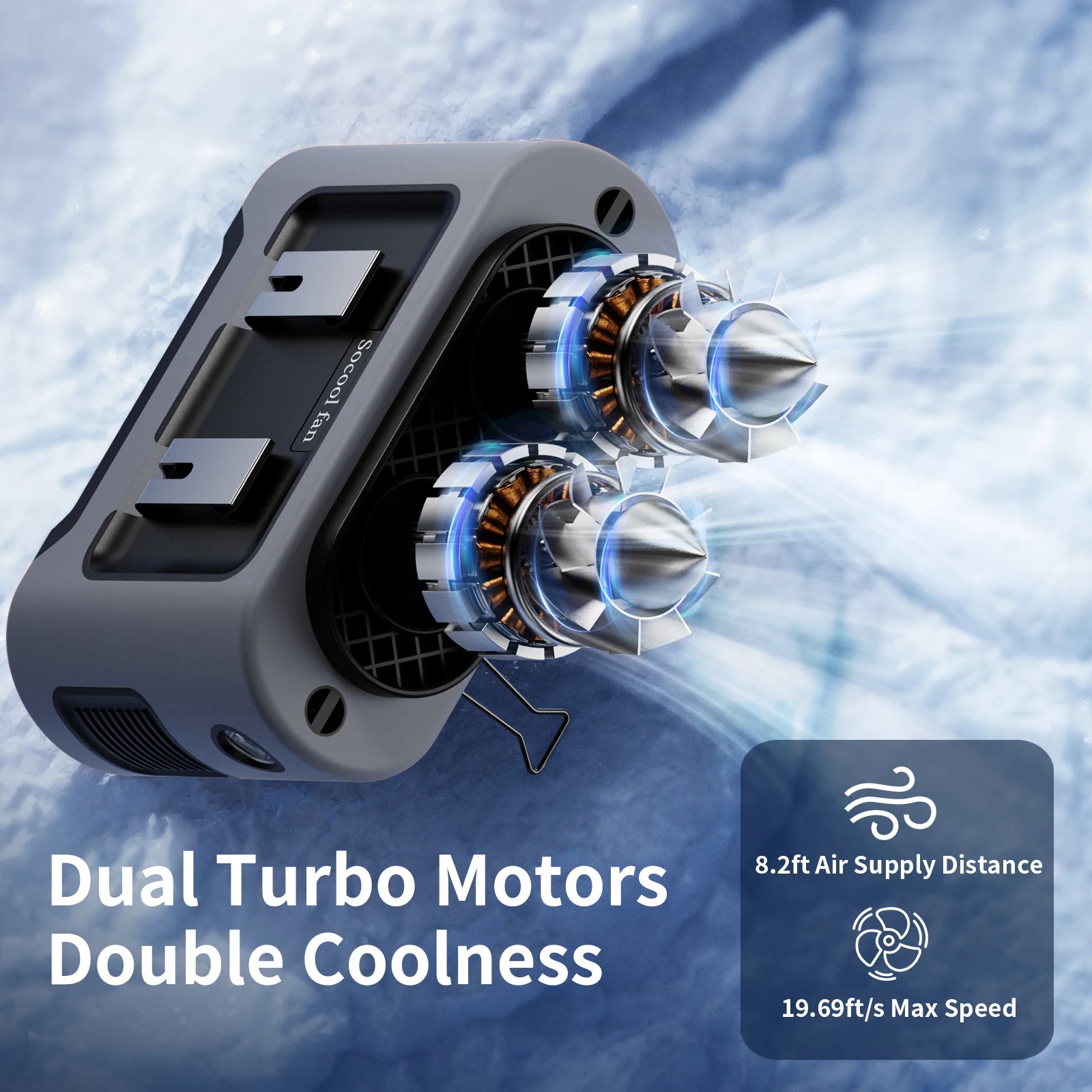 Socool 14500mAh Waist Fan with Dual Turbo Motors, LED Light & Power Bank – Portable Outdoor Cooling