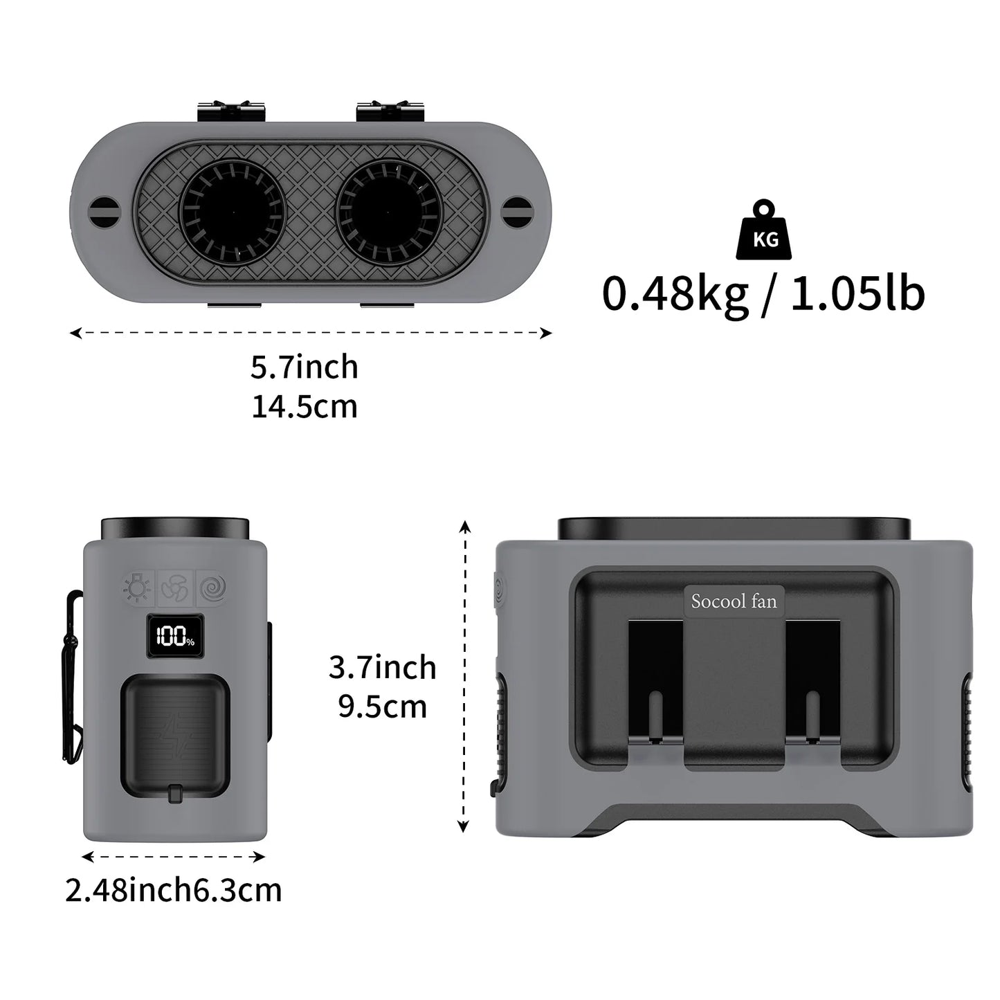 Socool 14500mAh Waist Fan with Dual Turbo Motors, LED Light & Power Bank – Portable Outdoor Cooling