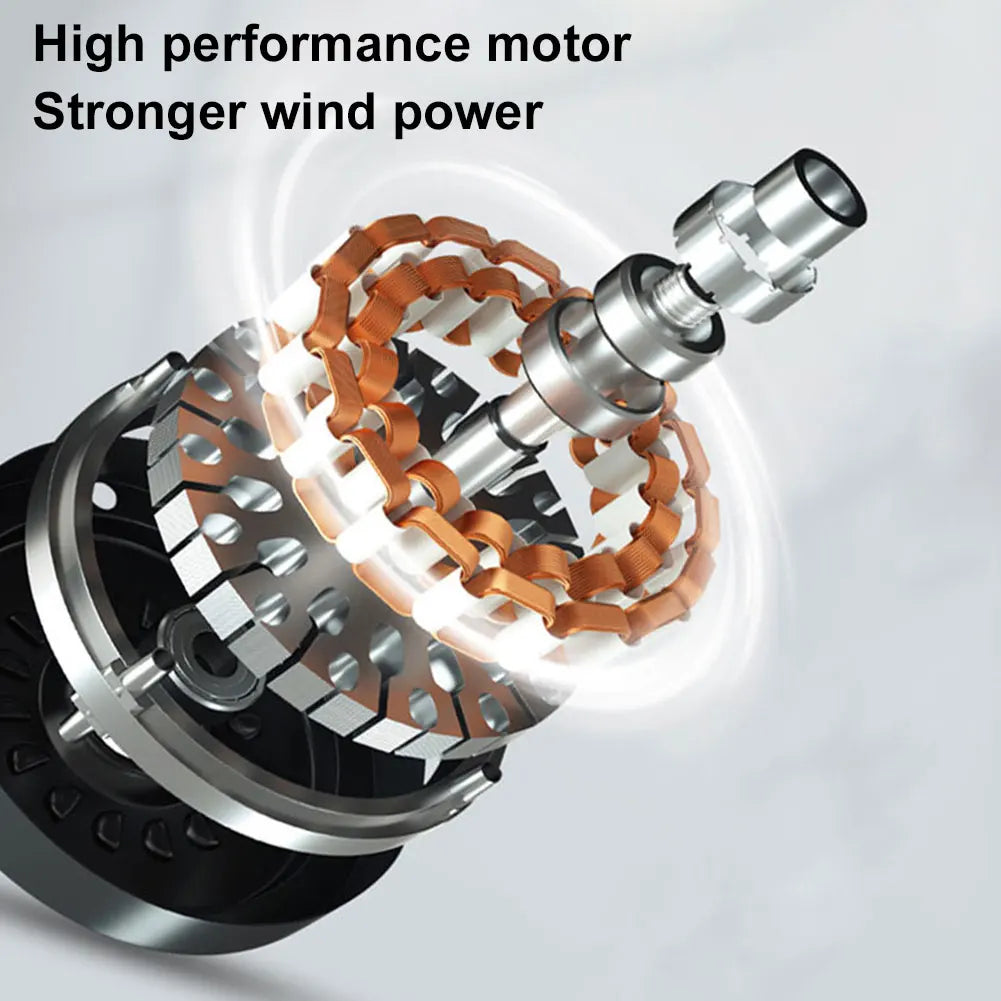 High performance hat fan motor with text on a gray background