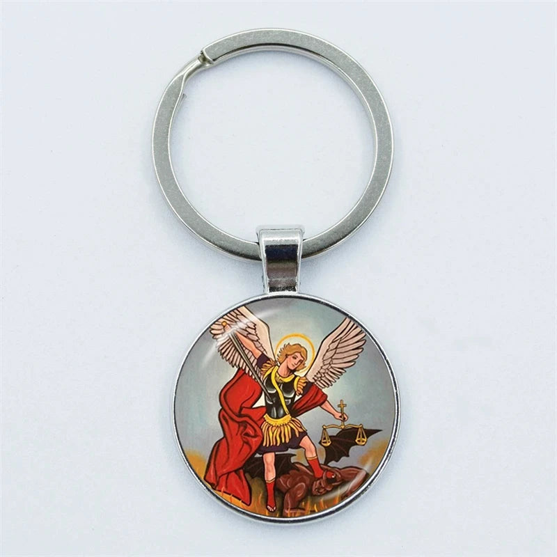 Keychain with an angel design on a white background