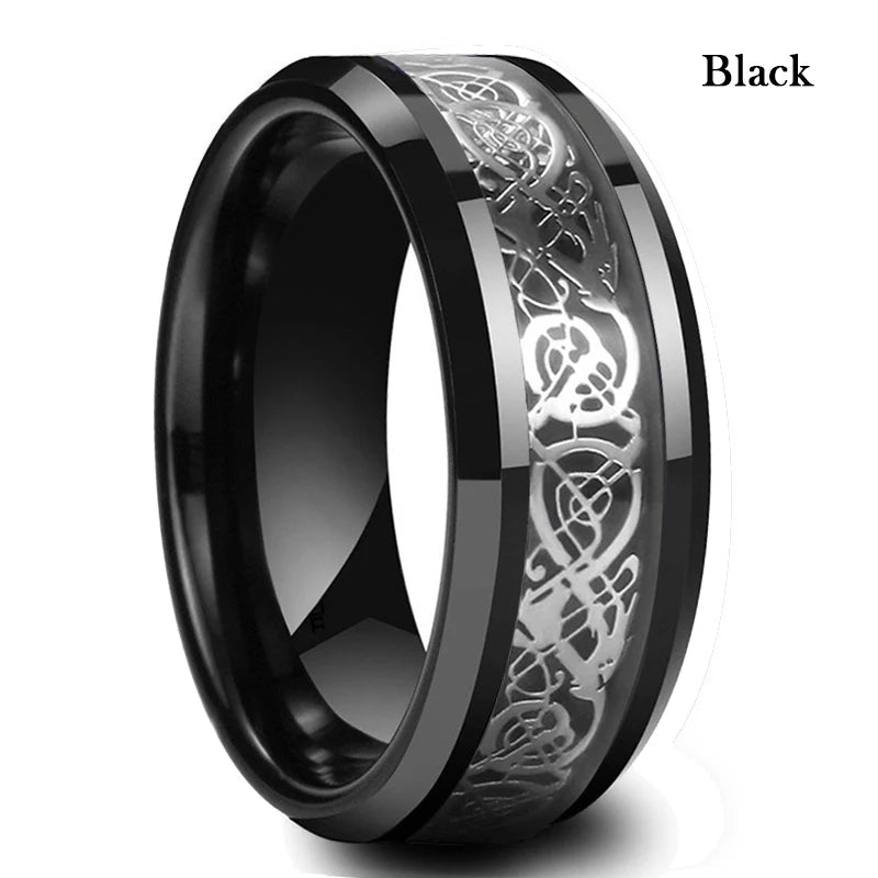 Silver and black Viking Celtic ring with gear steampunk design