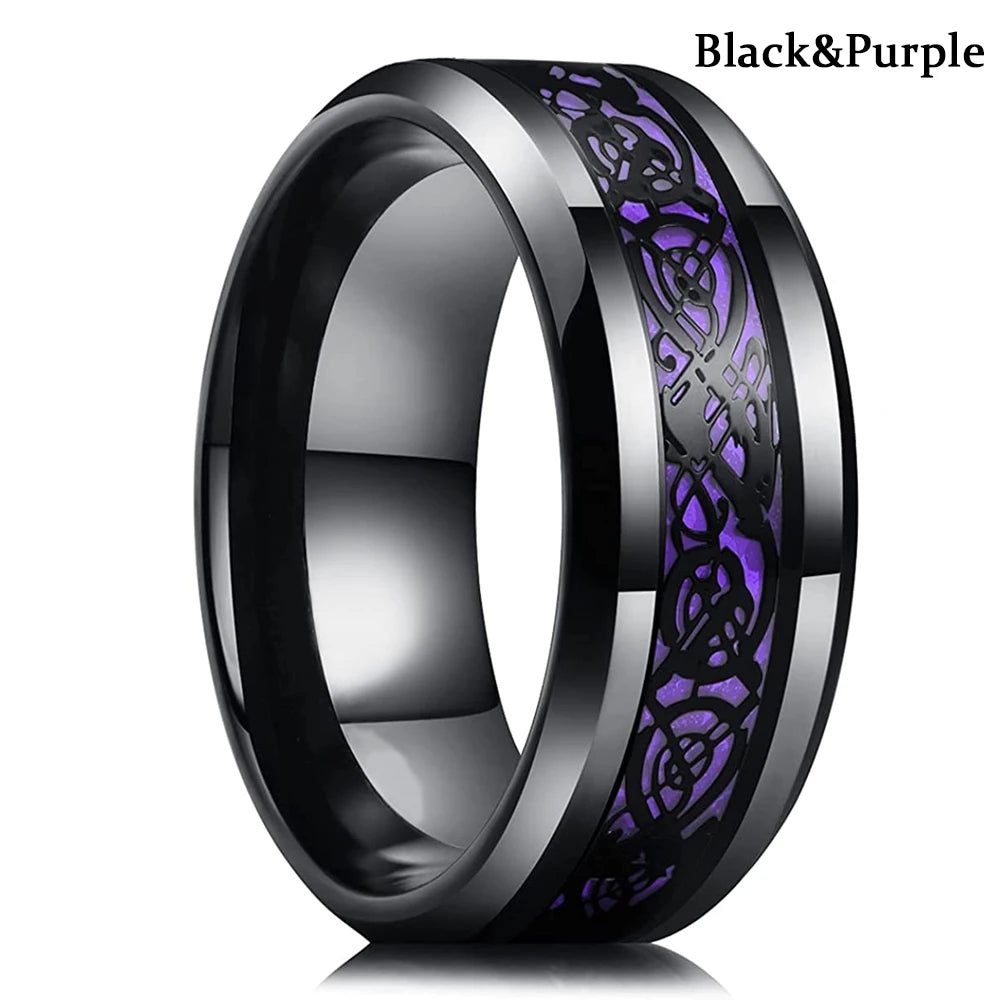 Silver and black Viking Celtic ring with gear steampunk design