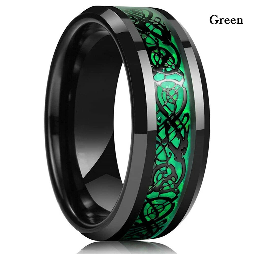 Silver and black Viking Celtic ring with gear steampunk design