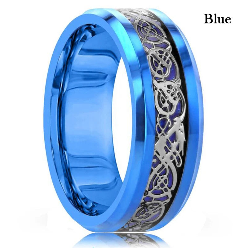 Silver and black Viking Celtic ring with gear steampunk design
