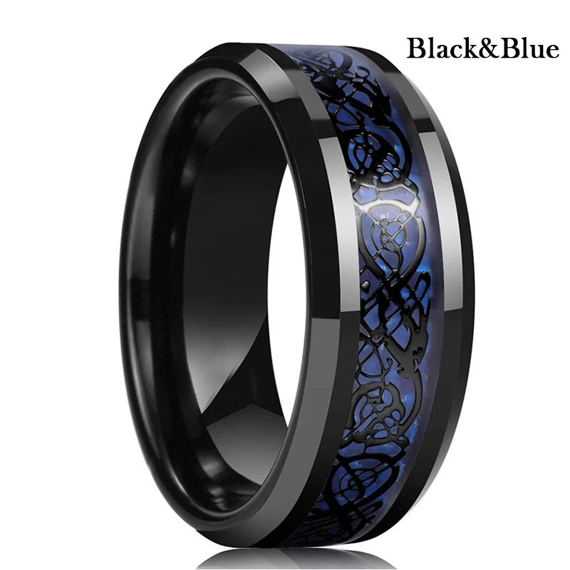 Silver and black Viking Celtic ring with gear steampunk design