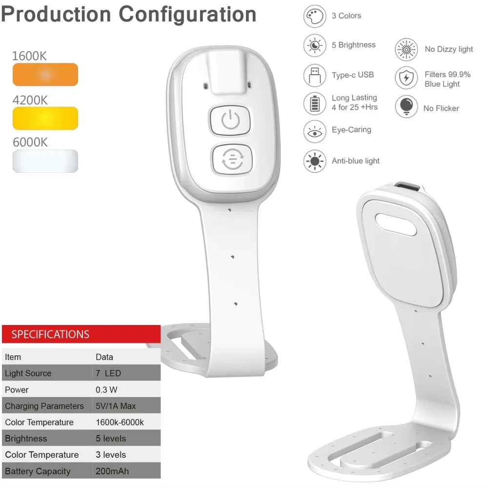 White LED light stand with control panel and specifications on a white background