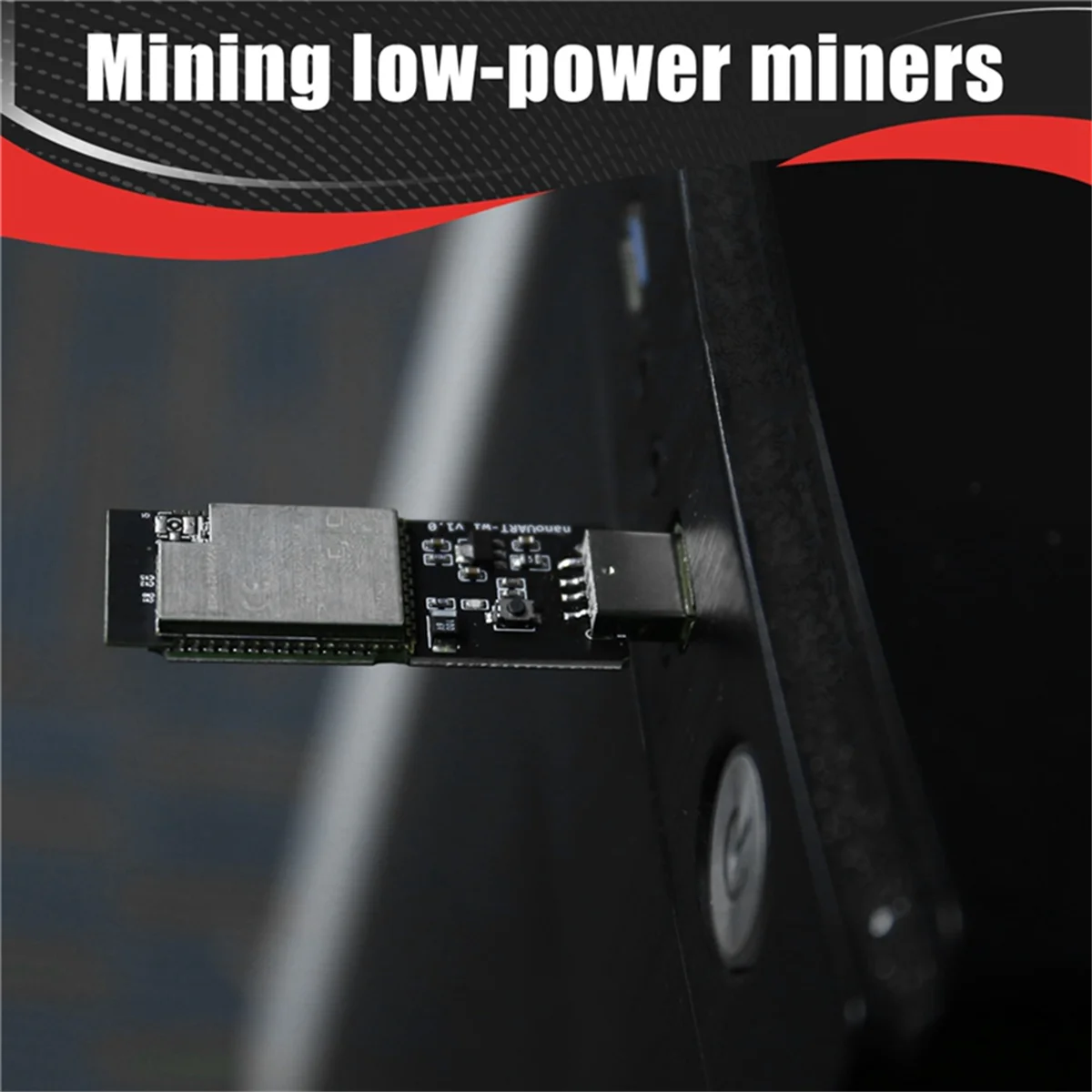 Electronic component labeled 'Mining low-power miners' on a dark background
