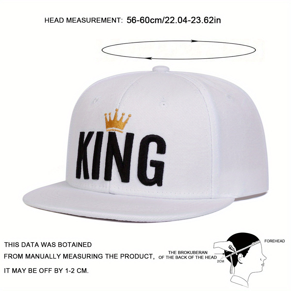 White cap with 'KING' and crown design on a white background