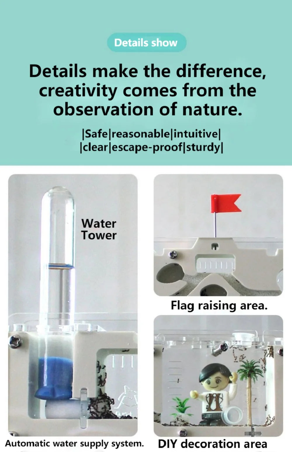 Terrarium Ant Farm Castle | Formicarium Insect Colony Sand Science Study Kits